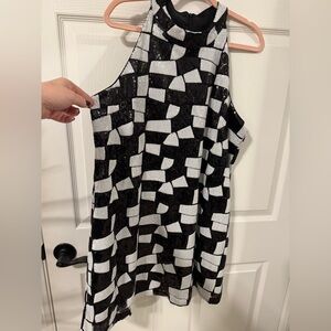 HUTCH MOD ANTHROPOLOGIE Black and White Patterned sequin Dress NEW XL